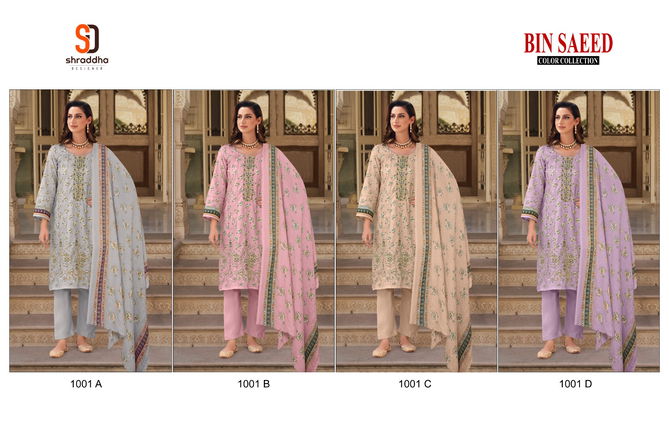 Bin Saeed Color Collection By Shraddha Embroidery Patch Cotton Pakistani Suit Wholesale Online
